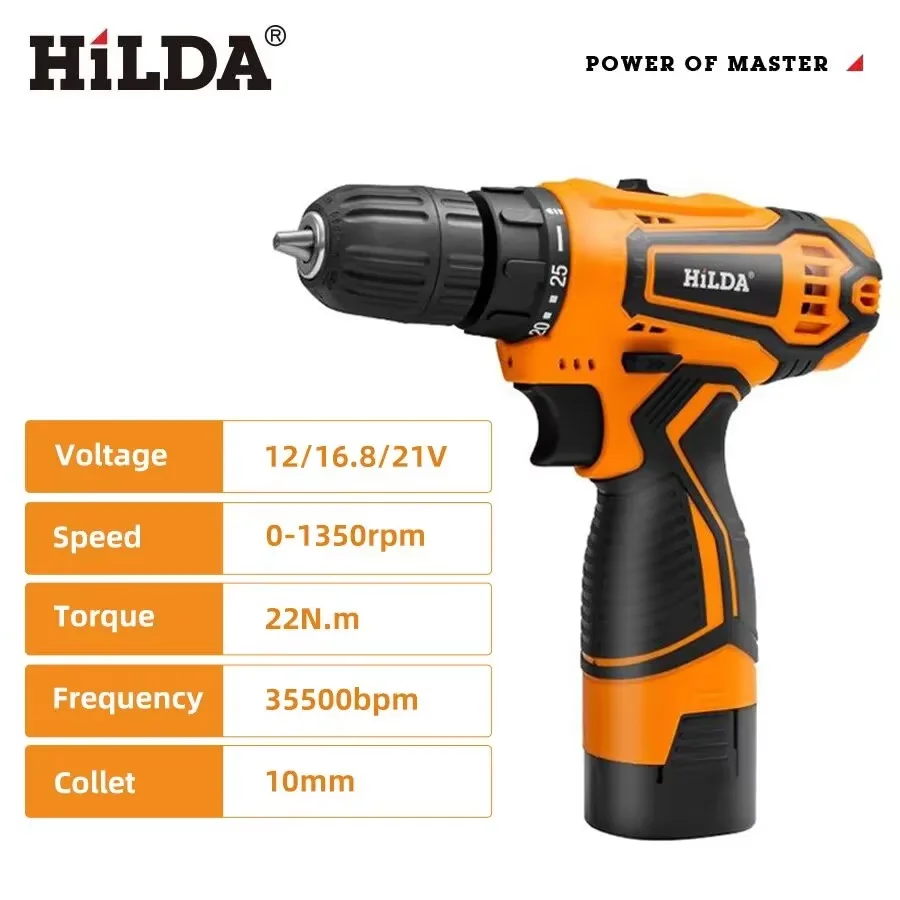 Power Tools You Must Have - HILDA 12V/16,8V Akku-Bohrschrauber, Kompakter Elektroschrauber mit