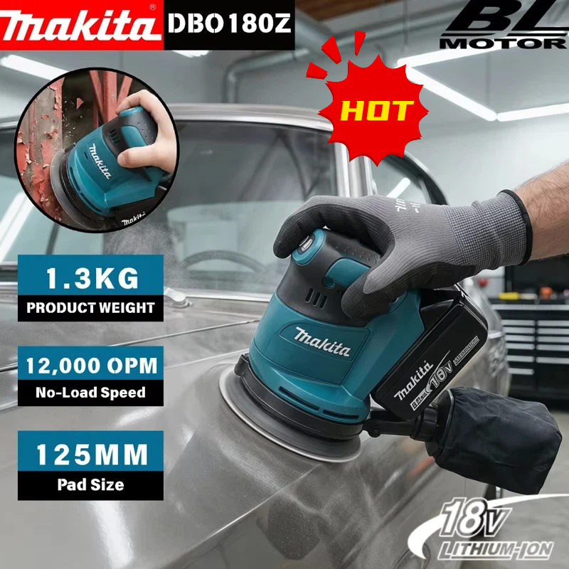Random Orbital Sander - Makita DBO180Z 18V Bürstenloser Akku-Exzenterschleifer für