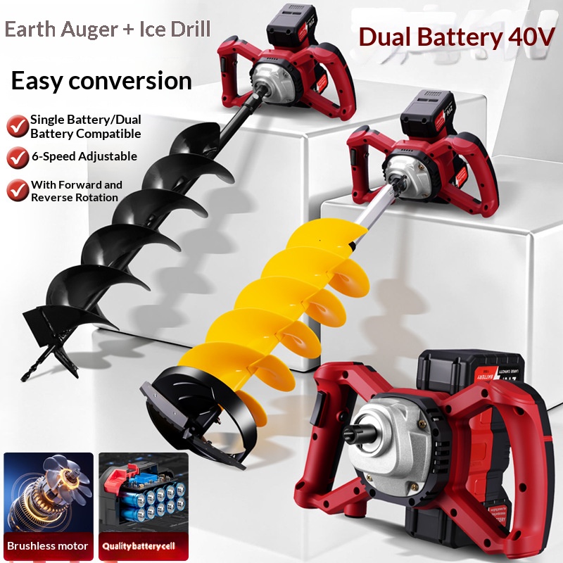 Power Tools In Construction - 21V Lithium-Akku Elektrischer Bodenbohrer Winterangel-Eisbohrer Bohr-